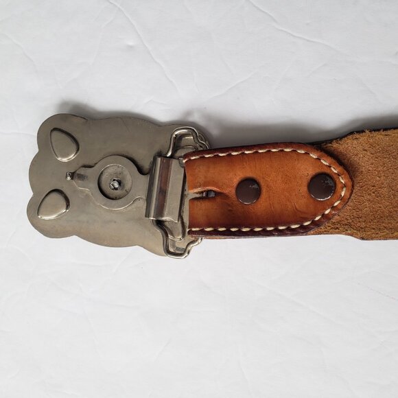 Tony Lama Western Rodeo Tooled Leather Belt Silver Turquoise Buckle main image 8